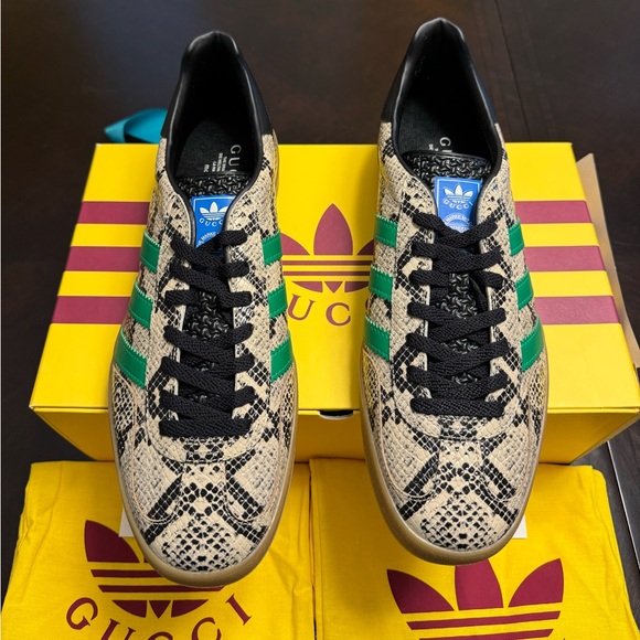 New Gucci x Adidas Gazelle Python Print Leather Sneaker Shoes UK 11.5 / US 12 - Picture 3 of 16